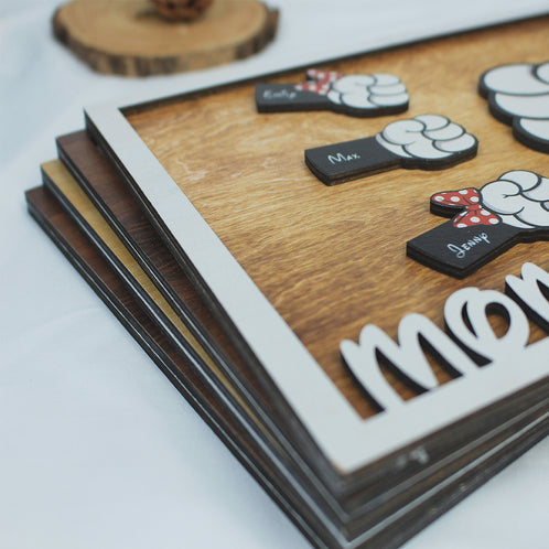 Mommy Mouse - Personalized Layered Wood Sign Stand - Gift For Mom, Dad - Wood Sign - GoDuckee