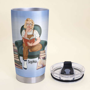 I Will Read Books Here Or There, Girl Reading Book Personalized Tumbler - Tumbler Cup - GoDuckee