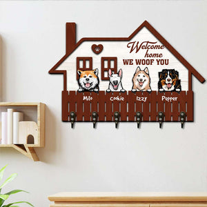 Dogs Welcome Home We Woof You - Personalized Layers Wood Key Hanger - Wood Sign - GoDuckee