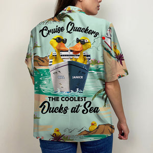 Personalized Cruising Ducks Hawaiian Shirt - Cruise Quackers The Coolest Ducks At Sea - Palm Cruise Pattern - Hawaiian Shirts - GoDuckee