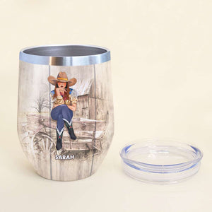 Personalized Cowgirl Wine Tumbler - I'm Just A Sweetheart With A Temper - Wine Tumbler - GoDuckee