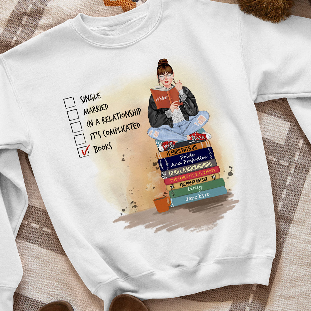 Single, Married, In A Relationship, Books, Personalized Shirt, Gift For Book Lover - Shirts - GoDuckee
