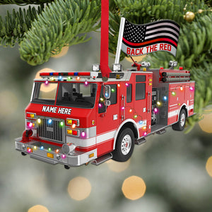 Back The Red, Fire Truck Personalized Christmas Ornament - Gift For Car Firefighter - Ornament - GoDuckee