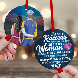 Couple Give A Man A Racecar He Will Be Happy For The Day Personalized Ornament - Ornament - GoDuckee