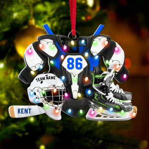 Hockey Jersey And Helmet, Personalized Acrylic Ornament - Ornament - GoDuckee