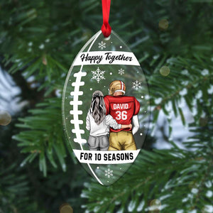 Football Couple Happy Together For Every Football Season, Acrylic Transparent Ornament - Ornament - GoDuckee