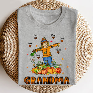 Halloween Scarecrow Grandma Personalized Autumn Shirt, Gift For Grandma - Shirts - GoDuckee
