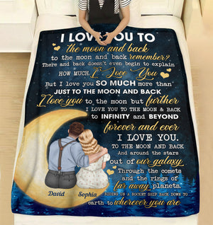 I Love You To The Moon And Back, Personalized Blanket, Gifts For Couple - Blanket - GoDuckee