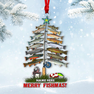 Fishing Merry Fishmas Personalized Christmas Ornament - Ornament - GoDuckee