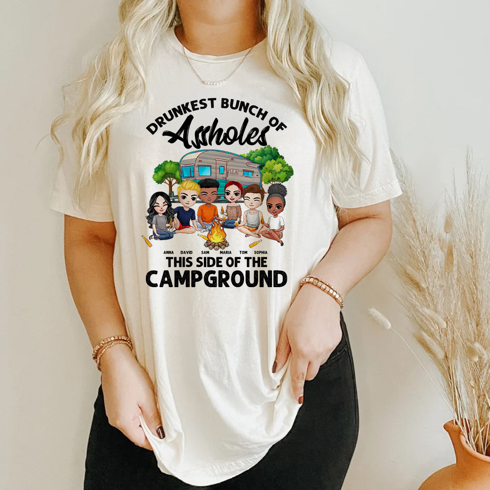 Drunkest Bunch Of Assholes Personalized Shirts,Gift For Camping Friends - Shirts - GoDuckee