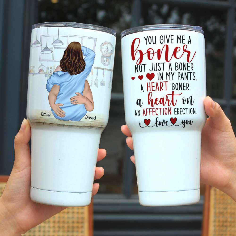 You Give Me A Boner, Couple Make Love White Mug - Coffee Mug - GoDuckee