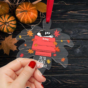 It's Fall Y'all, Sleeping Dog Transparent Custom Shape Ornament, Christmas Gift - Ornament - GoDuckee