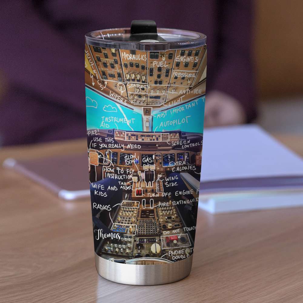Funny Pilot Plane Cockpit Instrument Personalized Tumbler - Tumbler Cup - GoDuckee