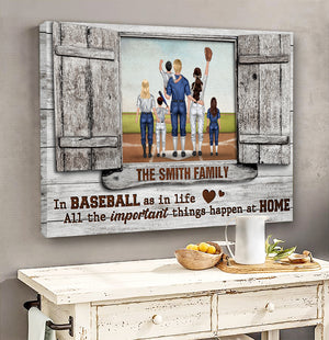 Personalized Baseball Family Poster - All The Important Things Happen At Home - Window Frame - Poster & Canvas - GoDuckee