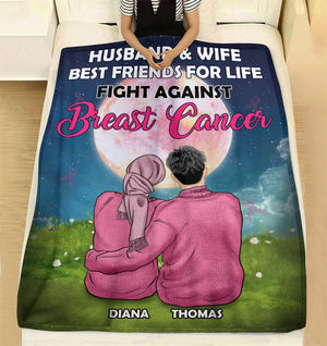 Breast Cancer Awareness - Personalized Pink Couple Blanket - Husband And Wife Fight Against Breast Cancer - Blanket - GoDuckee