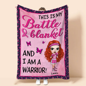 Breast Cancer Awareness - Personalized Boxing Girl Blanket - This Is My Battle Blanket And I Am A Warrior - Blanket - GoDuckee