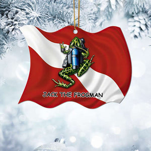 Scuba Diving Frogman - Personalized Christmas Ornament - Ornament - GoDuckee