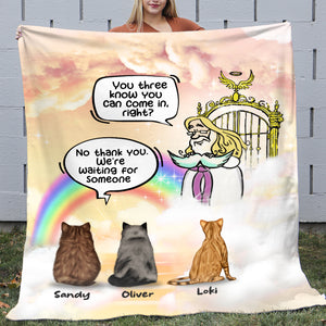 No Thank You I'm Waiting For Someone, Personalized Heaven Cat Blanket, Gift For Cat Lovers - Blanket - GoDuckee