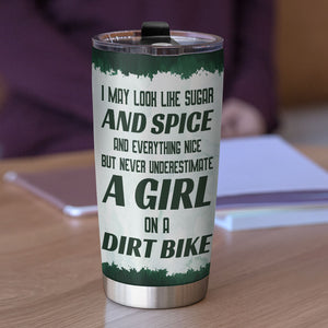 Personalized Motocross Girl Tumbler Cup - I May Look Like Sugar and Spice - Tumbler Cup - GoDuckee