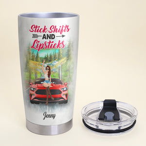 Personalized Sport Car Tumbler - Just A Girl Who Loves Sport Cars And Make Up, Stick Shift and Lipsticks - Tumbler Cup - GoDuckee