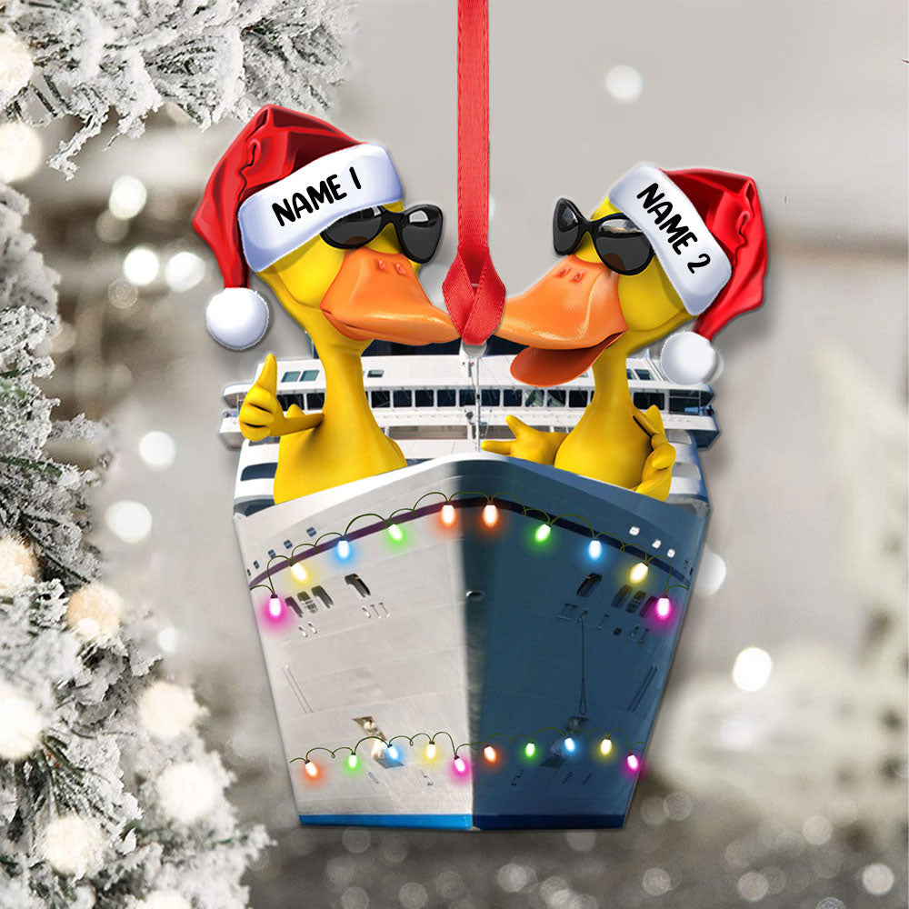 Cruising Duck Couple - Personalized Christmas Ornament - Christmas Gift For Couple - Ornament - GoDuckee