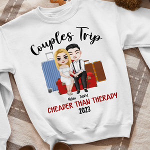 Couple Trip Cheaper Than Therapy, Couple Hand In Hand T-shirt Hoodie Sweatshirt - Shirts - GoDuckee