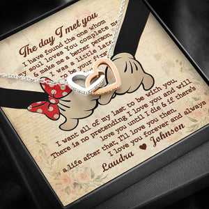 Couple I Love You Forever - Personalized Interlocking Hearts Necklace - Jewelry - GoDuckee