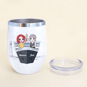 Personalized Cruising Couple Wine Tumbler - Cruising Together For 10 Years - Wine Tumbler - GoDuckee