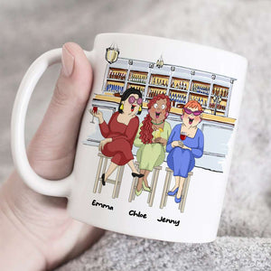 We're Besties, Best Friend Bar Girl Chilling White Mug - Coffee Mug - GoDuckee