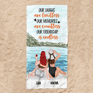 Our Laughs Are Limitless - Personalized Beach Towel - Gifts For Big Sister, Sistas, Girls Trip - Beach Towel - GoDuckee