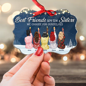 Best Friends Are The Sisters We Choose For Ourselves, Besties Christmas Gift Medallion Acrylic Ornament - Ornament - GoDuckee