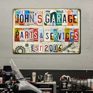 Personalized Dad Car Garage Metal Sign, Gift For Dad - Metal Wall Art - GoDuckee