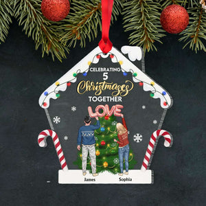 Celebrating Christmas Together,Personalized New Home Couple Acrylic Custom Shape Ornament, Christmas Gift - Ornament - GoDuckee