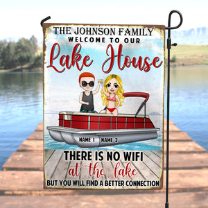 Pontoon There Is No Wifi At The Lake But You Will Find A Better Connection Personalized Flag - Flag - GoDuckee