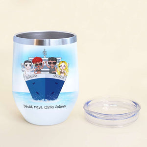 Personalized Cruising Friends Wine Tumbler - Ship Happens - Wine Tumbler - GoDuckee