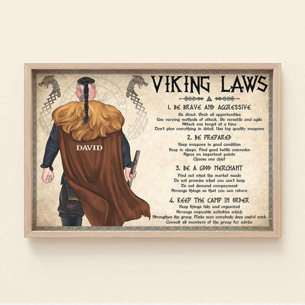 Personalized Viking Canvas Print Man Back View Viking Laws - Poster & Canvas - GoDuckee