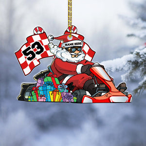 Kart Racing - Personalized Christmas Ornament - Gift for Racing Fan - Racing Santa - Ornament - GoDuckee