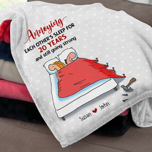 Annoying Each Other's Sleep Personalized Funny Couple Blanket, Gift For Couple - Blanket - GoDuckee