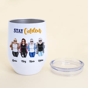 Personalized Cool & Badass Besties Wine Tumbler - Stay Golden, Live Like, Love Like - Leopard Pattern - Wine Tumbler - GoDuckee