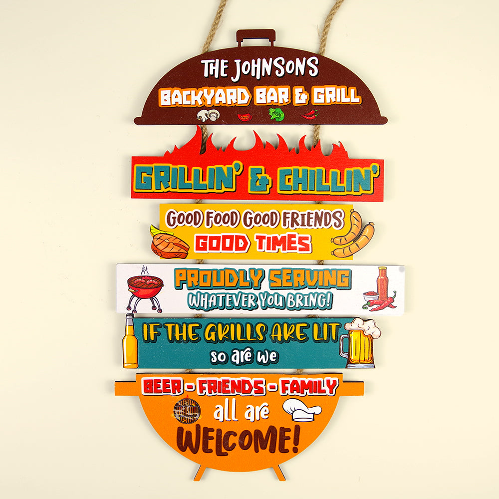 Beer-friends-family All Are Welcome Personalized Grill Pallet Wood Sign - Wood Sign - GoDuckee
