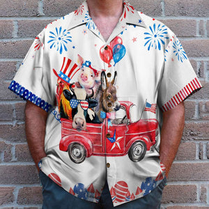 Farm Animals 4th Of July - Hawaiian Shirt, Aloha Shirt - Hawaiian Shirts - GoDuckee