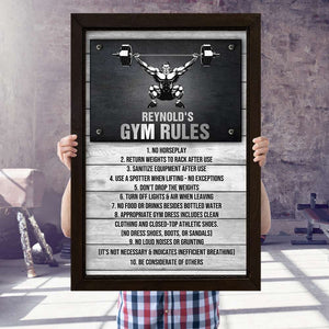 Personalized Weightlifting Men Poster - Gym Rules - Black & White Art - Poster & Canvas - GoDuckee