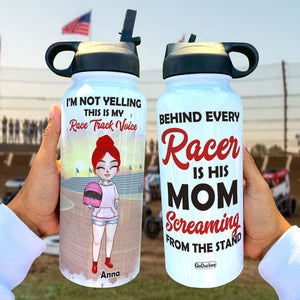 Dirt Track Racing - Personalized Racing Mom Water Bottle - I'm Not Yelling This Is My Race Track Voice - Water Bottles - GoDuckee