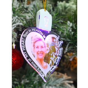 A Big Piece Of My Heart Lives In Heaven Personalized Led Acrylic Custom Shape Ornament, Christmas Gift - Ornament - GoDuckee