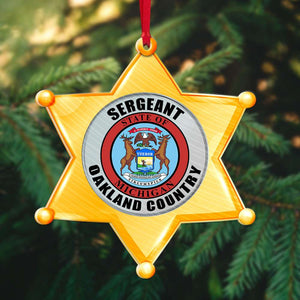 Police Badge With Custom State Seal - Personalized Acrylic Ornament - Ornament - GoDuckee