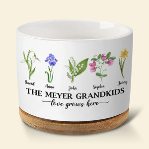 Love Grows Here Personalized Plant Pot, Gift For Grandma, Flower Garden Pot - Plant Pot - GoDuckee