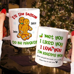 Tis The Season To Be Naughty Couple, Personalized Mug - Christmas Gift For Couples - Coffee Mug - GoDuckee