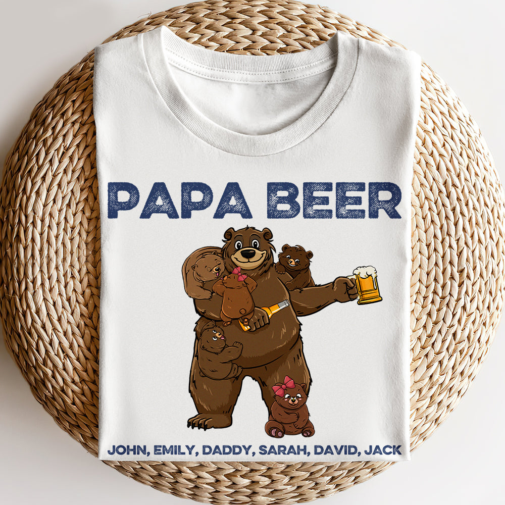 Papa Beer, Gift For Dad, Personalized Shirt, Father Bear And Kids Shirt, Father's Day Gift - Shirts - GoDuckee
