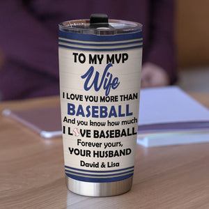 Personalized Baseball Couple Tumbler - To My MVP Wife You And Me We Got This - Tumbler Cup - GoDuckee