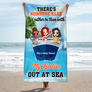 My Besties Out At Sea - Personalized Beach Towel - Gifts For Cruise Lovers, Sisters, BFF, Girls Doll Trip - Water Park - Beach Towel - GoDuckee